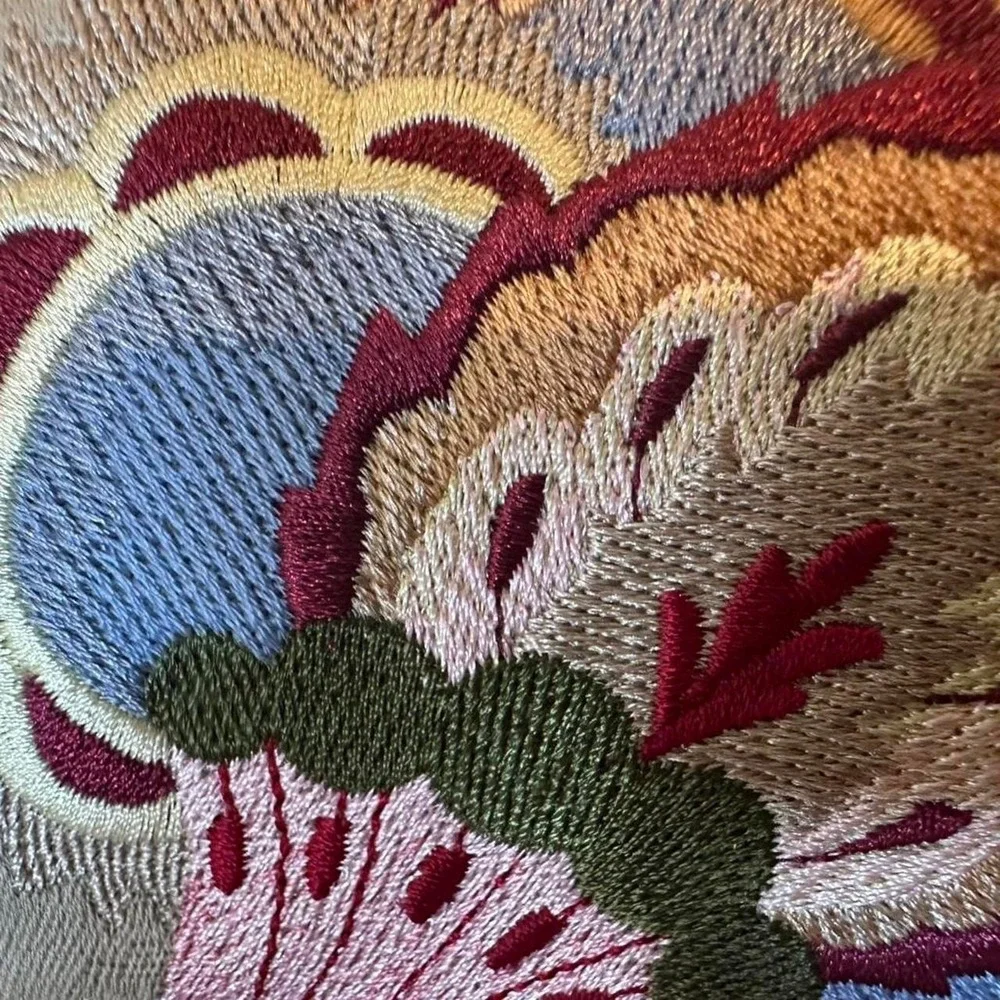 Vintage Embroidered floral purple velvet pillow
